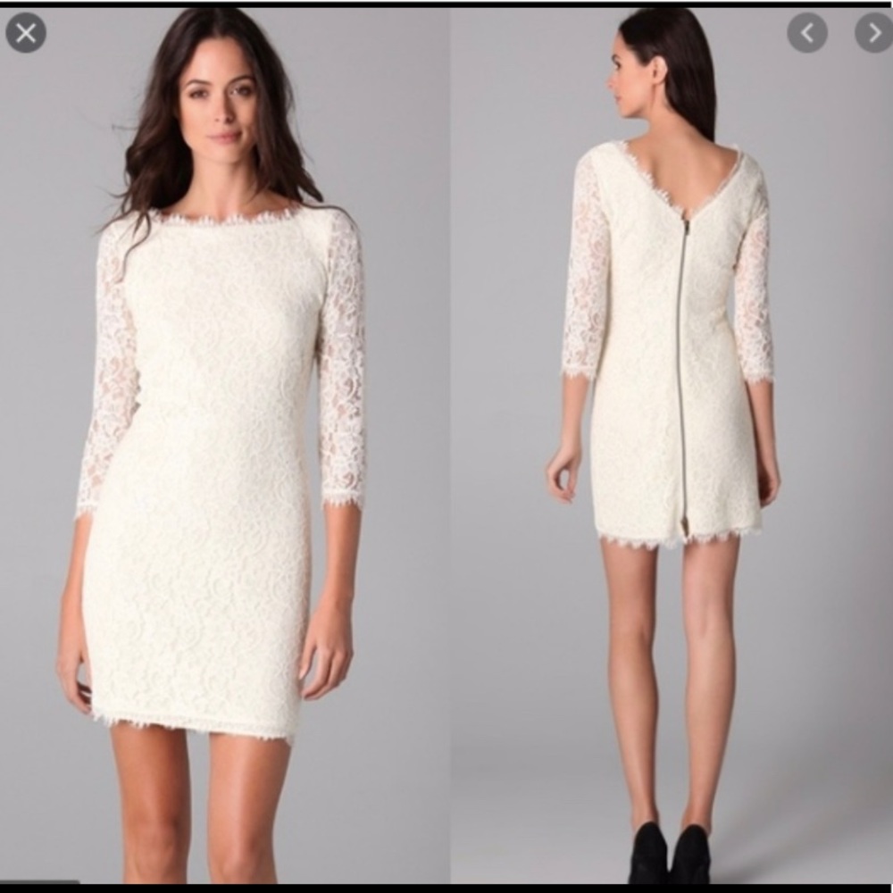 Diane Von Furstenberg White Lace Dress Size 6